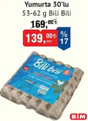 BİLİ BİLİ YUMURTA 30'LU 53-62 G fiyat ve kampanya bilgisi